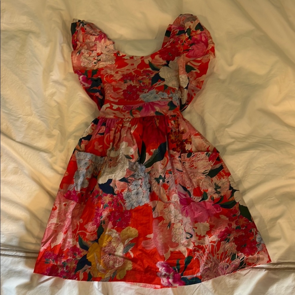 Cara Cara Red Floral Girls Casual Dress